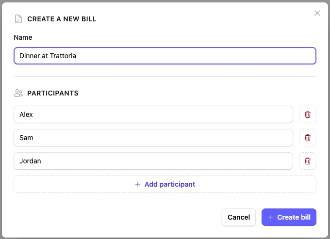 Repartim — Create a bill