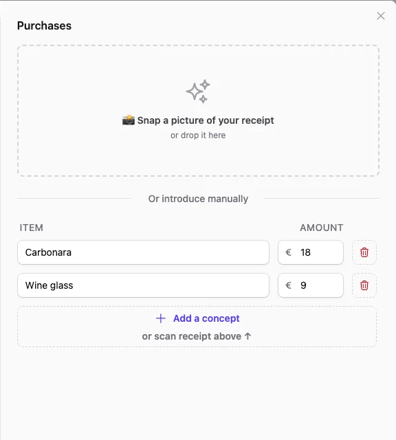 Repartim — Add the expenses
